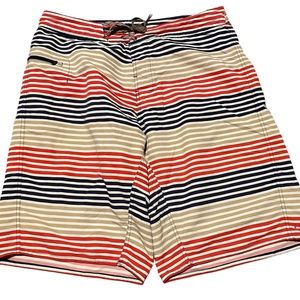 Patagonia Board Shorts Swim Trunks 36 striped drawstring 11" beach surf NWOT